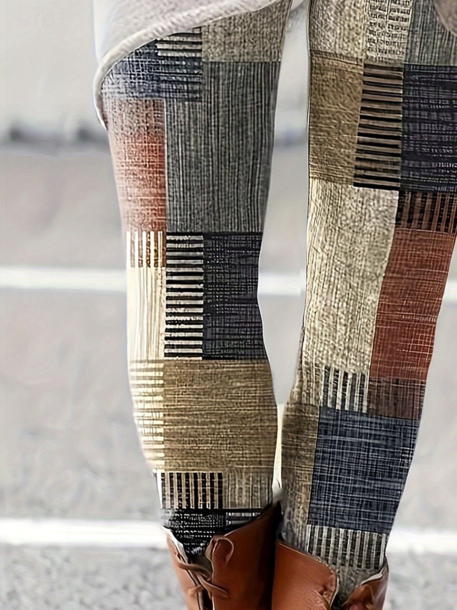 Dam Byxor Damasker Mysiga leggings Semester Vintage Streetwear Fullängd Naturlig Grafisk Geometrisk Lappverk Snörning Lappverk Elastisk midja Bekväm Utomhus Hög Elasisitet Utomhus Streetwear Semester 2026 - $21.99 –P2