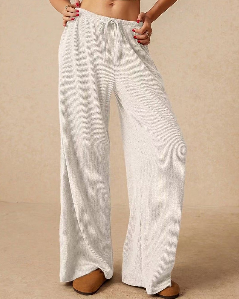 Per donna Culotte Gamba Larga Gamba larga Chinos Vacanza Vintage Streetwear Lunghezza intera Vita media Semplice Tasca Design con Coulisse Elastica Comodo Micro-elastico Alta elasticità All'aperto del 2025 a $18.99 –P6