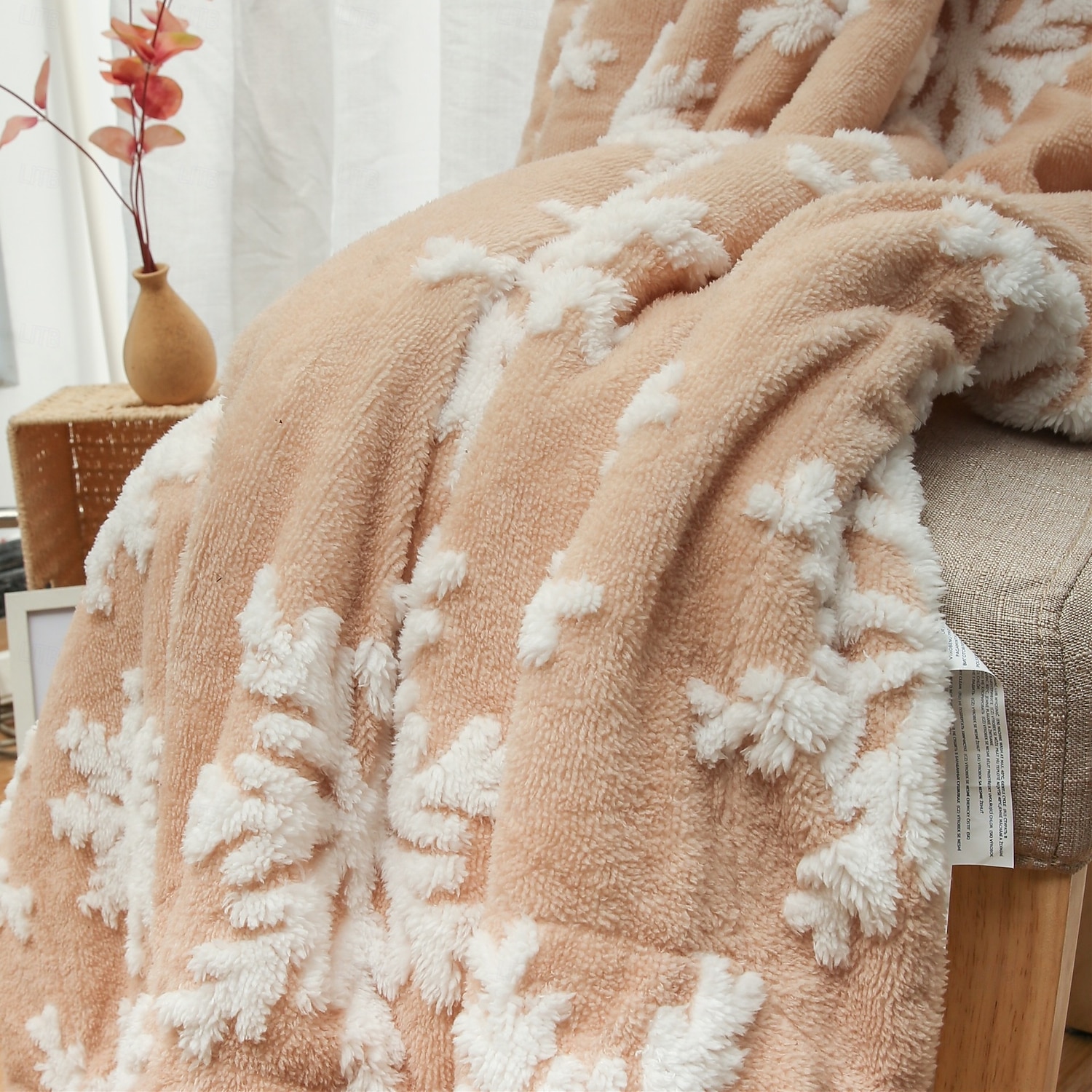 Cobertor de algodão macio e grosso de camada dupla para outono e inverno, manta de lã sherpa de Natal, colcha com estampa de floco de neve e capa de tatame de 2025 por $36.99 –P3