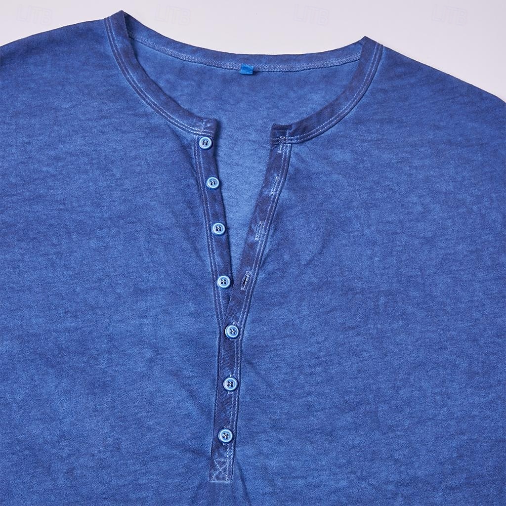 Férfi Henley ing Tee Top Hosszú ujjú ing Sima Henley Utca Vakáció Hosszú ujj Ruházat 100% pamut Szüret Divat Alap 2025 - $21.99 –P3