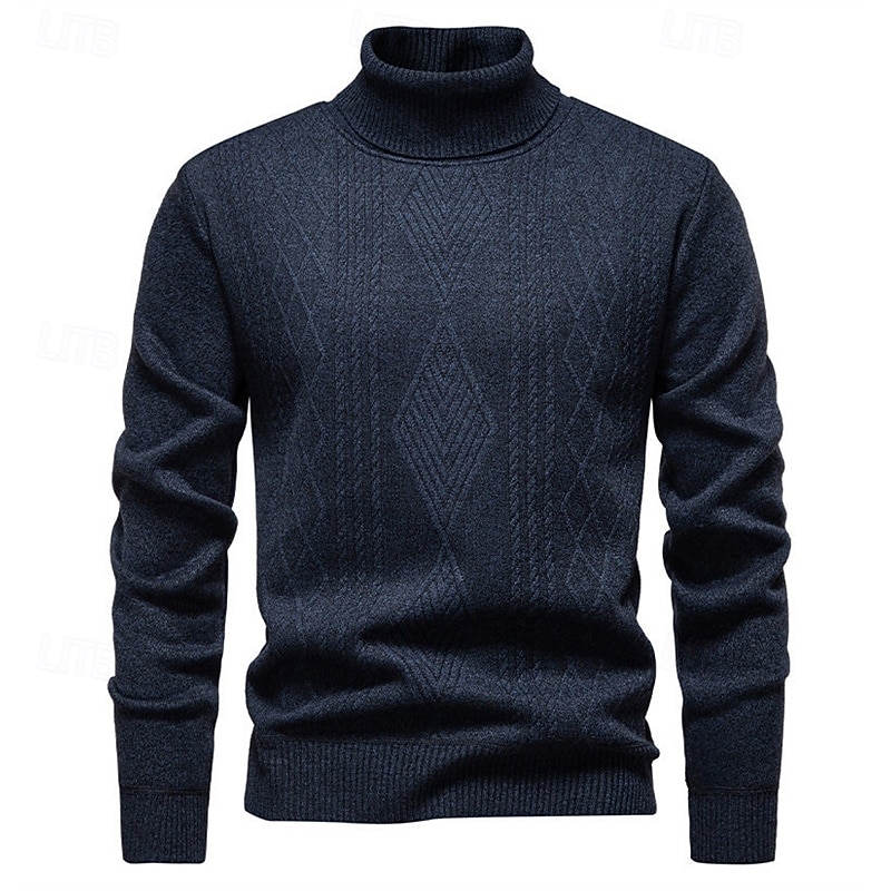 Herren Pullover Strickpullover Gerippt Stricken Normale Oberteile Gestrickt Einfach Rollkragen Mode Basic Urlaub Alltagskleidung Bekleidung Herbst Winter Wein Schwarz S M L 2025 - $17.99 –P10