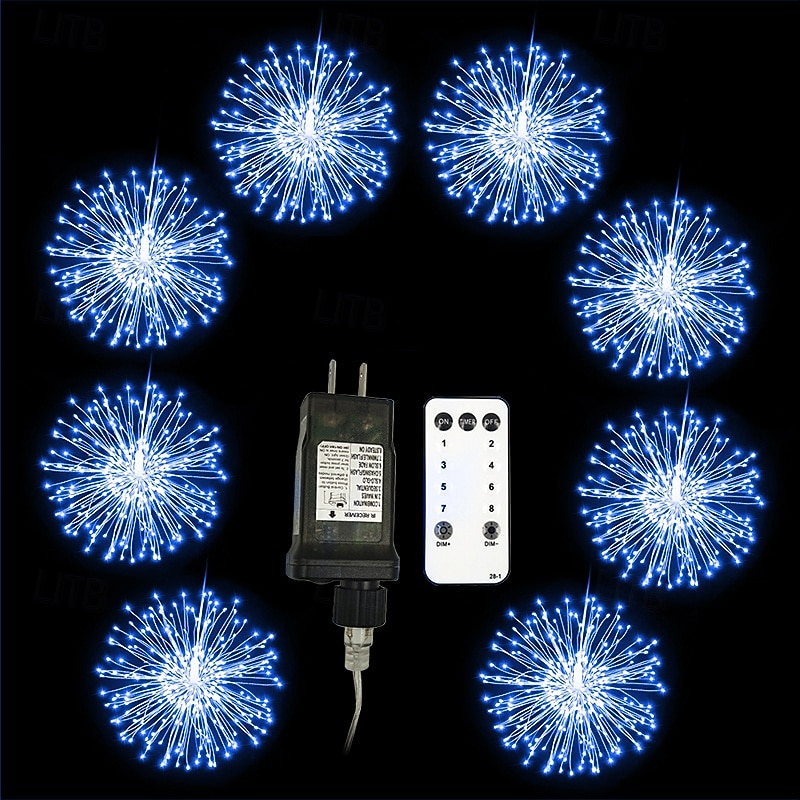 8pcs Firework Lights Christmas Decorations Starburst Total 800LEDs Copper Wire Fairy Twinkle Lights Plug in String Lights Remote Control 8 Modes Waterproof Starburst Lights for Christmas Birthday Bedroom Corridor Patio Wedding 2025 - $83.99 –P2