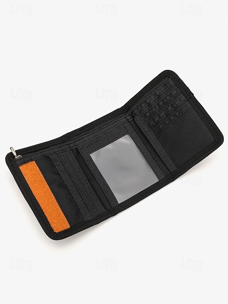 Drievoudige canvas herenportemonnee met meerdere kaartvakken, ritsvak voor munten en klittenbandsluiting – casual lichtgewicht stijl voor studenten, buitenreizen en dagelijks gebruik 2026 - $14.99 –P5