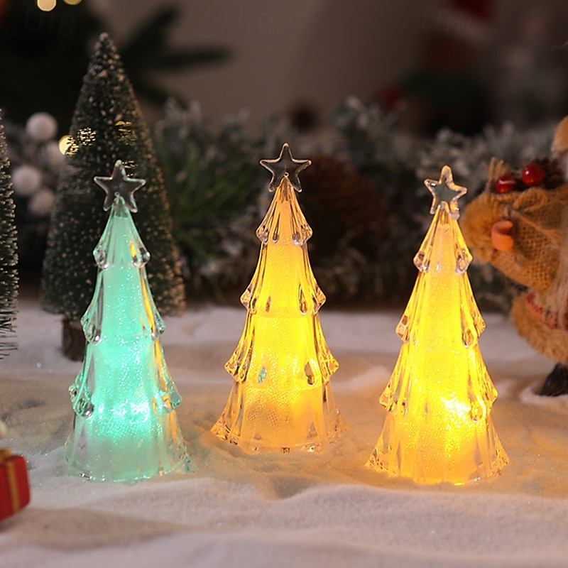 1 Pc 12.5 * 6CM Christmas Acrylic LED with Light Christmas Tree Night Light Indoor and Outdoor Party Desktop Decoration Ornament Light Colorful Warm Light AG10 * 3 Batteries 2025 - CAD $3.99 –P11