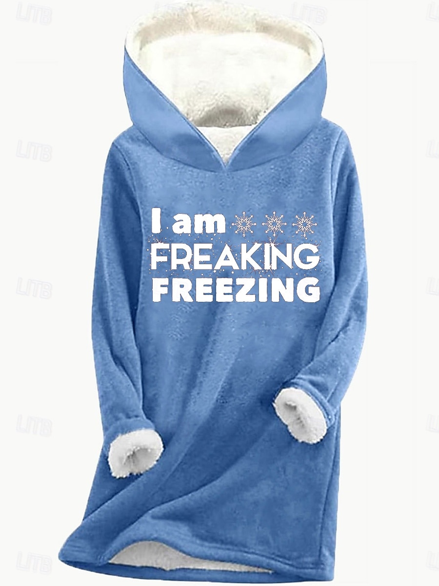 Mulheres Pulôver Moletom Com Capuz Letra Quente Casual Difusa Manga Longa Com Capuz Tops longos Casual Esportes Imprimir Rosa Azul Cinzento Outono Inverno de 2025 por $28.99 –P4
