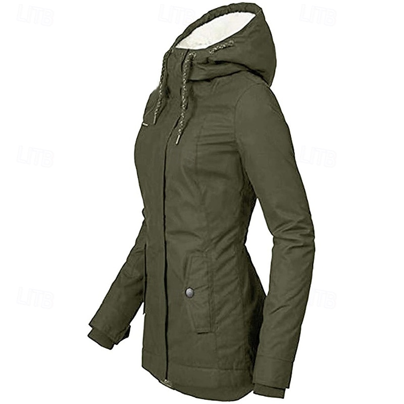 Femmes Manteau d'Hiver Veste à Capuche Chaud Confortable Fermeture éclair Avec Poches Occasionnel Uni Extérieur Vacances Tenue quotidienne Week-end Régulier À capuche Coupe régulière manche longue de 2025 ? $53.99 –P6