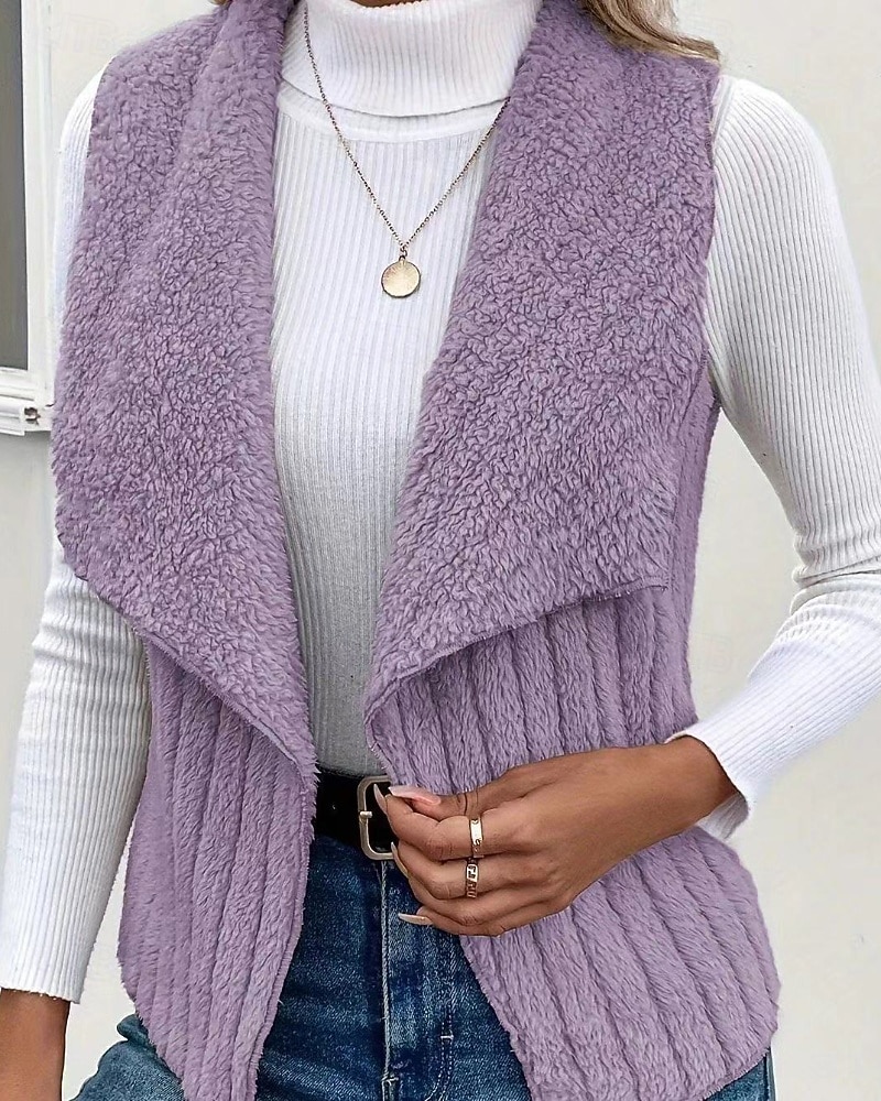 Femmes Gilet Chaud Confortable Fermeture éclair Occasionnel Uni Vacances Rue Occasionnel Tenue quotidienne Régulier Col Rabattu Coupe régulière Sans manches Vêtements d'extérieur Noir Blanche Bleu de 2026 ? $22.99 –P11