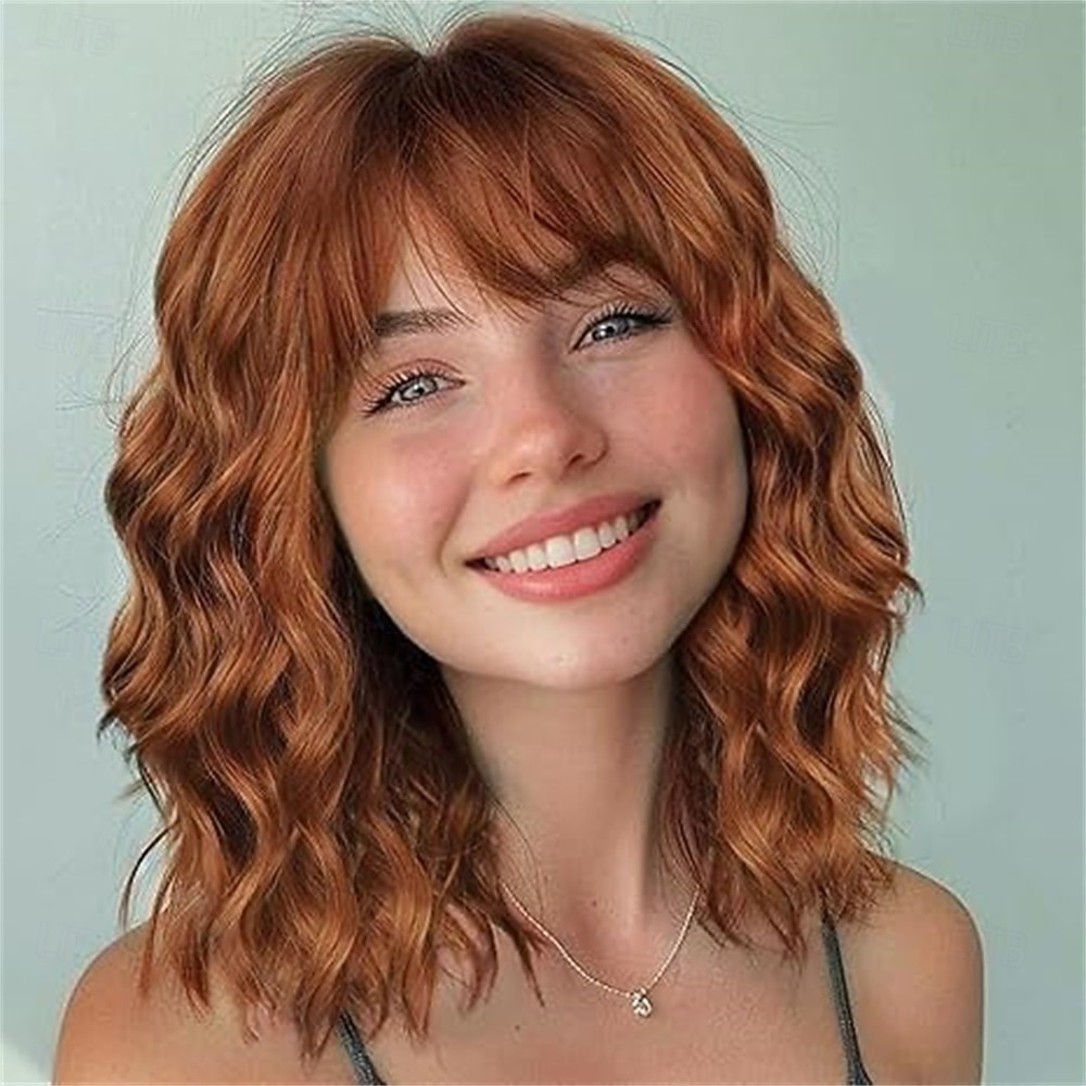Purple Wig with Bangs Soft Short Bob Wavy Wigs for Women Synthetic Shoulder Length Women's Curly Wigs for Halloween Costumes Cosplay Daily 2026 - $21.99 –P10