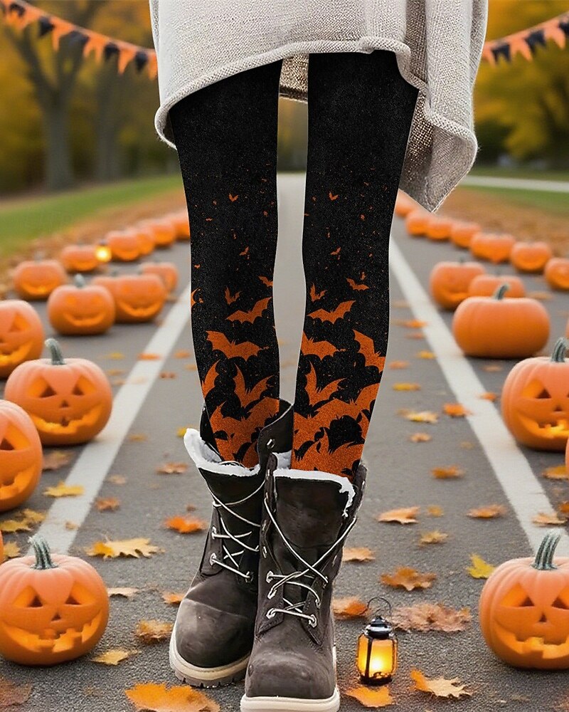 Dam Byxor Damasker Mysiga leggings Streetwear Ledigt Fullängd Hög midjaPantsHalloween Fladdermus Elastisk midja Mönster Mateial som andas Bekväm Elastisk Semester Gata Dagliga kläder Svart Sommar Vår 2025 - $24.99 –P3