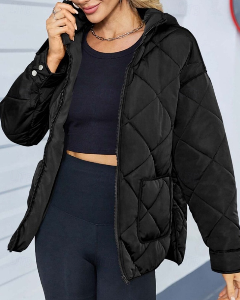 Mulheres Casaco de inverno Casaco com capuz Manter Quente Confortável Zíper Bolsos Hem irregular Casual Tecido Férias Casual Roupa Diária Final de semana Longo Com Capuz Normal Manga Longa agasalhos de 2025 por $65.99 –P11