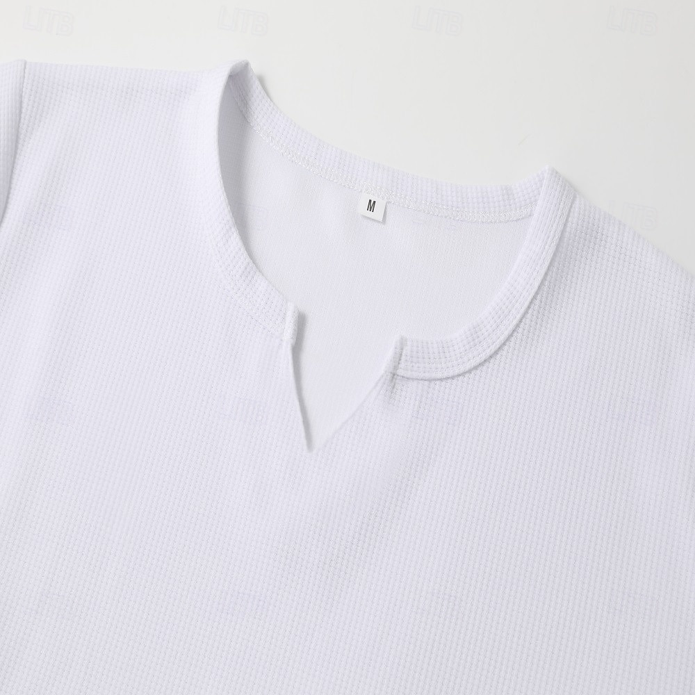 Homens Camisa Waffle Camiseta T-shirt Camisa de manga longa Manga Longa Decote V Henley Primavera & Outono Todas as Estações Tecido Moda Designer Básico 2 Peças Multi-pack Férias Rua Casual C D E Top de 2026 por $32.99 –P13