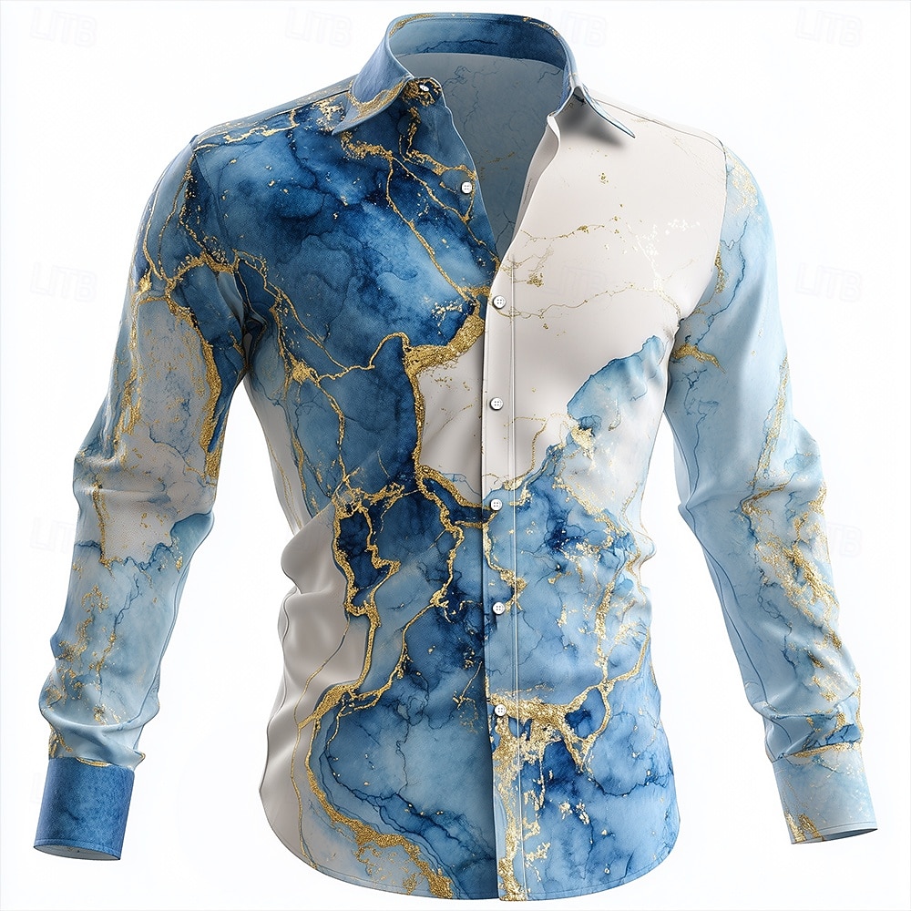 Per uomo Marmo Arte liquida astratta Camicia Camicia con Bottoni Manica Lunga Moda Casual All'aperto Abbigliamento Quotidiano Primavera Autunno Collo ripiegato Stampa 3D Camicia tipo lino Blu Viola del 2026 a $27.99 –P1