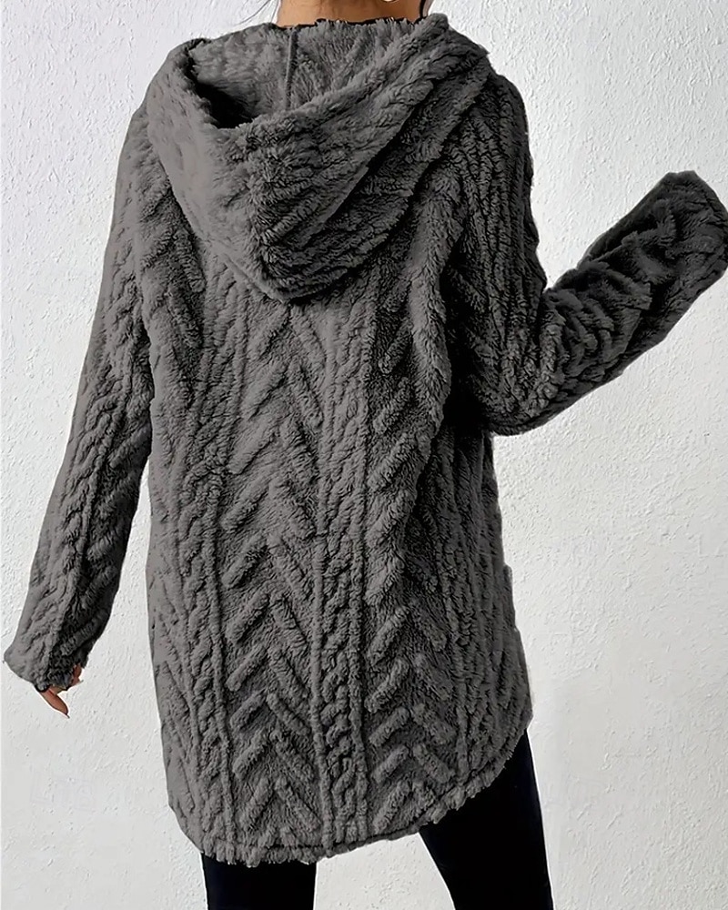 Mulheres Pulôver Moletom Com Capuz Tecido Roupa de rua Casual Velo Sherpa Manga Longa Com Capuz Tops regulares Rua Feriado Com Cordão Preto Branco Vermelho Roxo Bege Outono Inverno de 2025 por $27.99 –P6