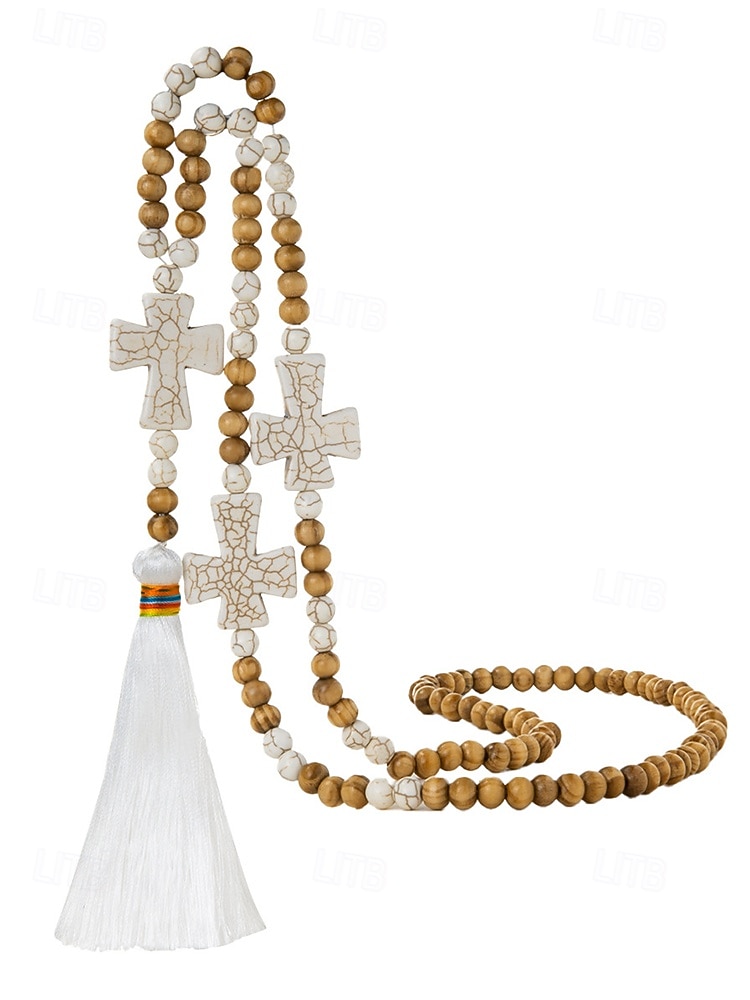 Collier long à pompon en perles pour femme avec pendentif étoile, bijoux bohème en perles de bois pour tenues décontractées, vêtements de plage et fêtes de 2026 ? $11.99 –P10