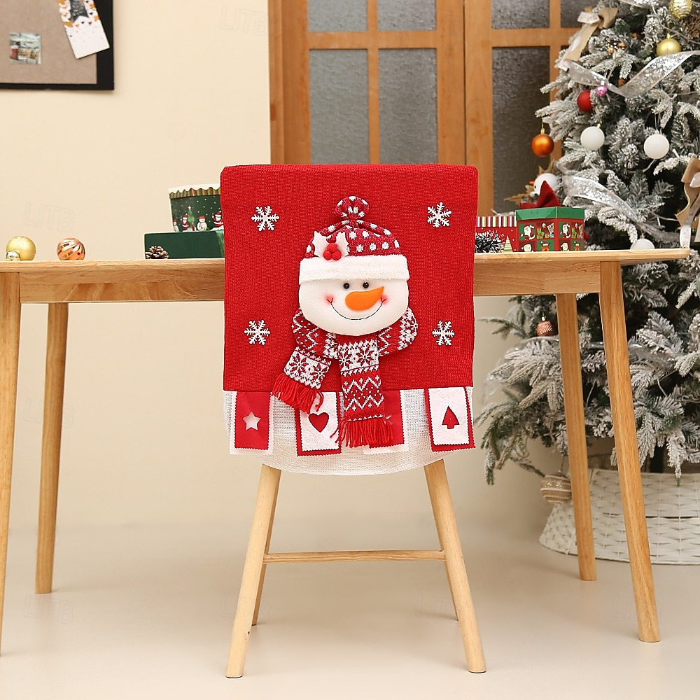 huse de scaun de Crăciun, huse de scaun din pluș 3D cu Moș Crăciun, huse de scaun din material textil cu desene animate festive pentru masa de sufragerie și decorarea casei de sărbători 2025 - $13.99 –P8