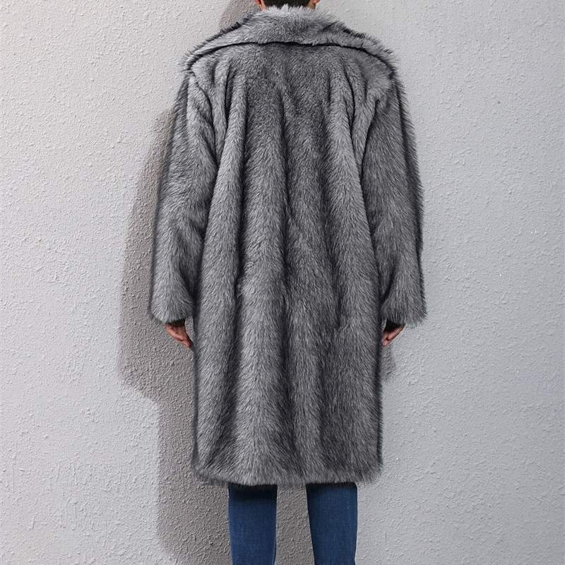 Herren Freizeitjacke Kunstpelzmantel Urlaub Täglich Thermowarm Plüsch Herbst Winter Einfach Mode Streetwear Revers Lang Weiß Gelb Kamel Grau Jacken 2025 - $58.99 –P10