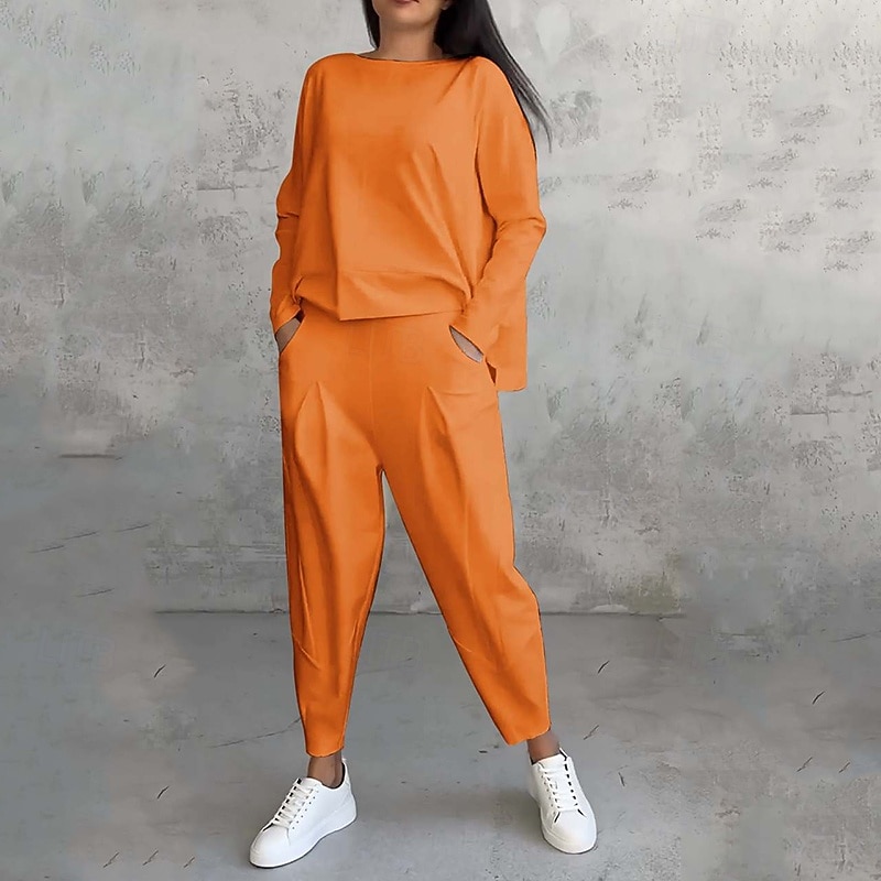 Damskie Komplety dresowe Dres 2-częściowy Stroje do salonu z kieszenią Solidne kolory Zestawy odzież Jesień Czarny Biały Siłownia Bieganie Zdatność Lekki Oddychający Długi rękaw Sport Odzież sportowa 2025 - $14.99 –P8