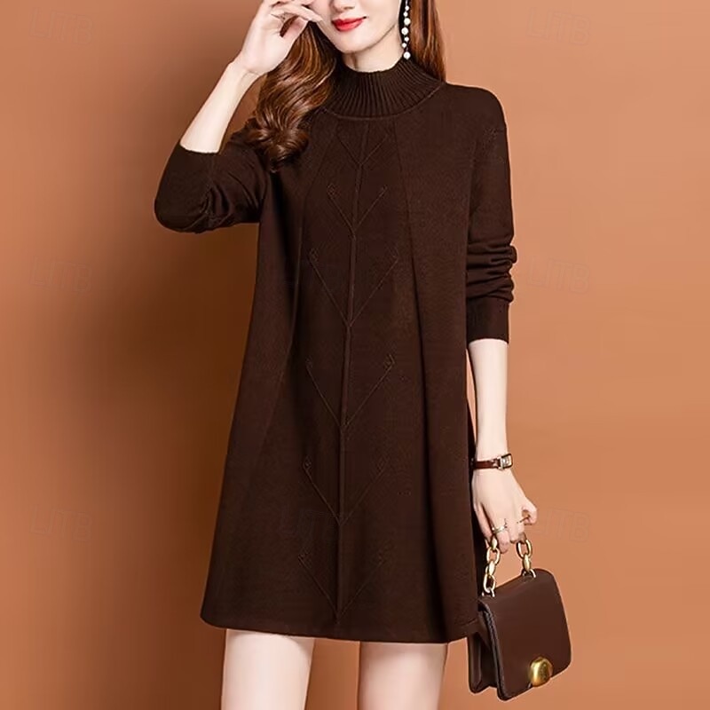 Femmes Mini Robe Robe Pull Robe Décontractée Élégant Mode Moderne Extérieur Quotidien Sortir Coupe régulière Uni manche longue Col roulé Noir Vert Claire Bleu Marron Printemps Automne de 2025 ? $27.99 –P5