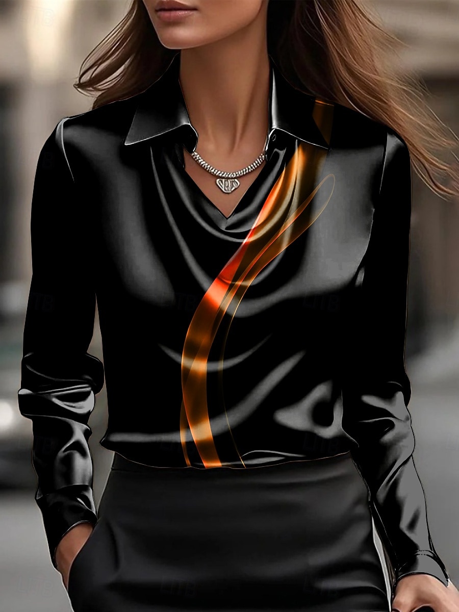 Per donna Camicia Arricciato Drappeggiato Ombre Grafico Astratto Elegante Essenziale Casual Manica Lunga Scollo a Cascata Top Regolari Quotidiano Lavoro Abbigliamento da sera Blu Rosso Viola del 2026 a $32.99 –P2