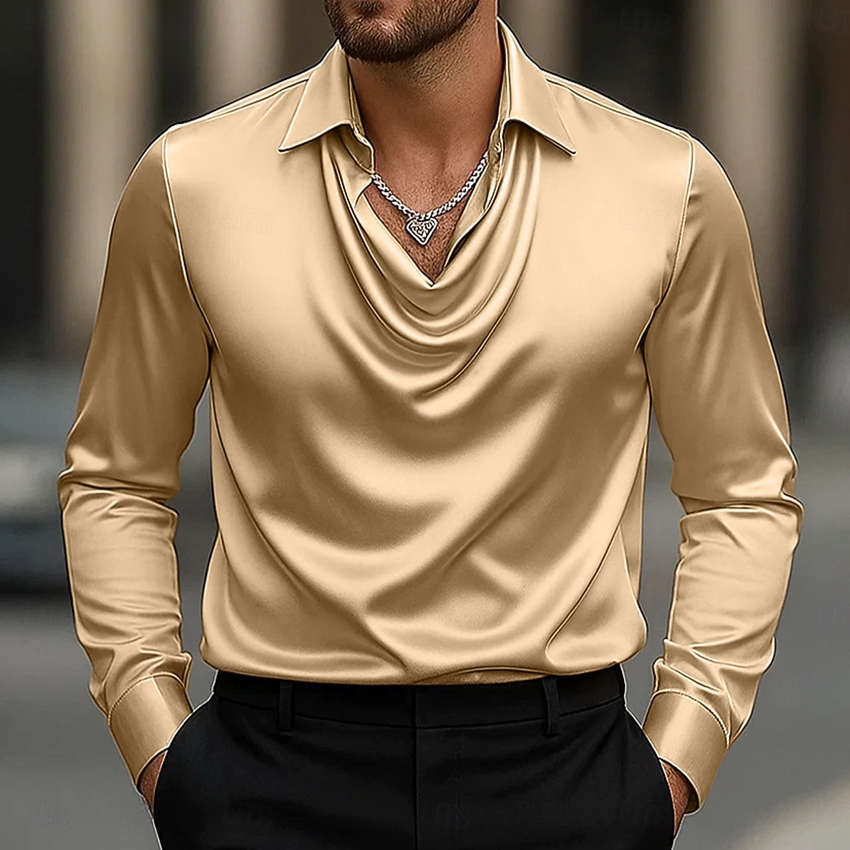 Per uomo Camicia Come la seta Camicia in raso Camicia casual Semplice Formale Matrimonio Argento Nero Oro Verde Manica Lunga Bavero Primavera & Autunno Tutte le stagioni Abbigliamento Arricciato del 2026 a $10.99 –P9