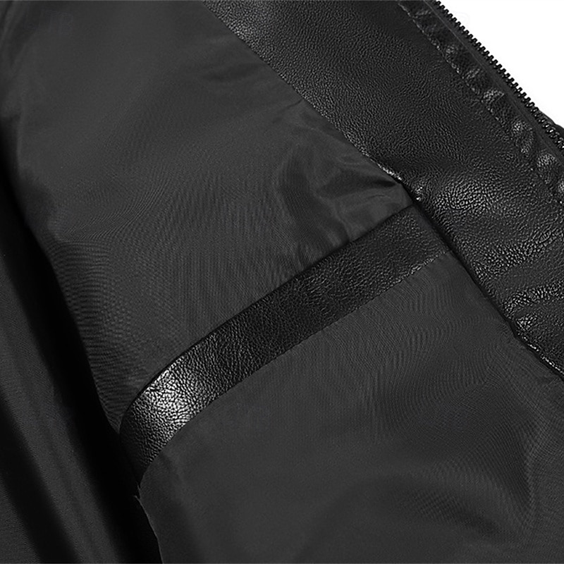 Herr Imitationsläderjacka Bikerjacka Motorcykeljacka Semester Dagligen Vindtät Håller värmen Ficka Höst Vinter Slät Mode Klassisk Hög krage Normal Svart Brun Jacka 2025 - $57.99 –P16