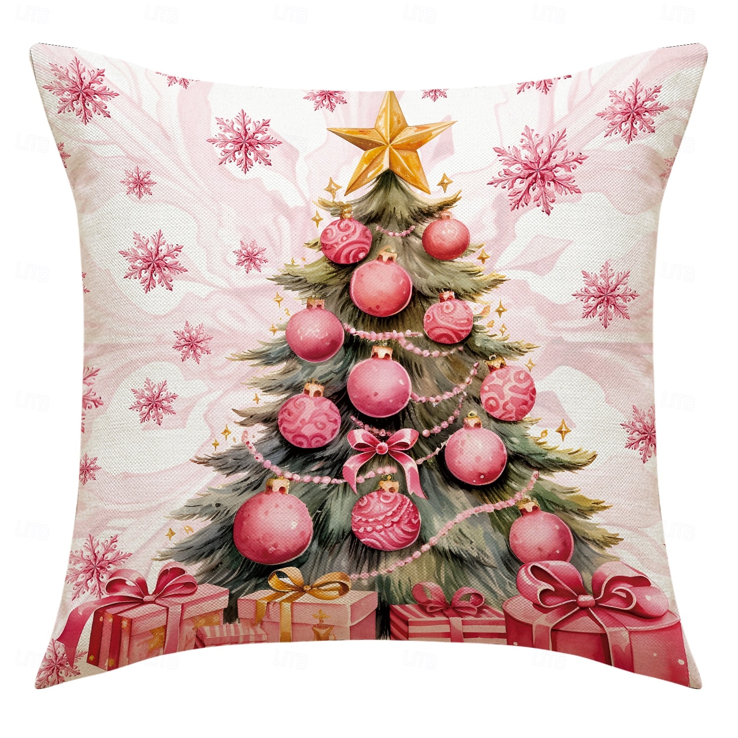 Pink Reindeer Christmas Pillow Covers, Linen Letter Print Decorative Throw Cushions, Festive Sofa & Living Room Accent Pillows 2025 - $4.99 –P9