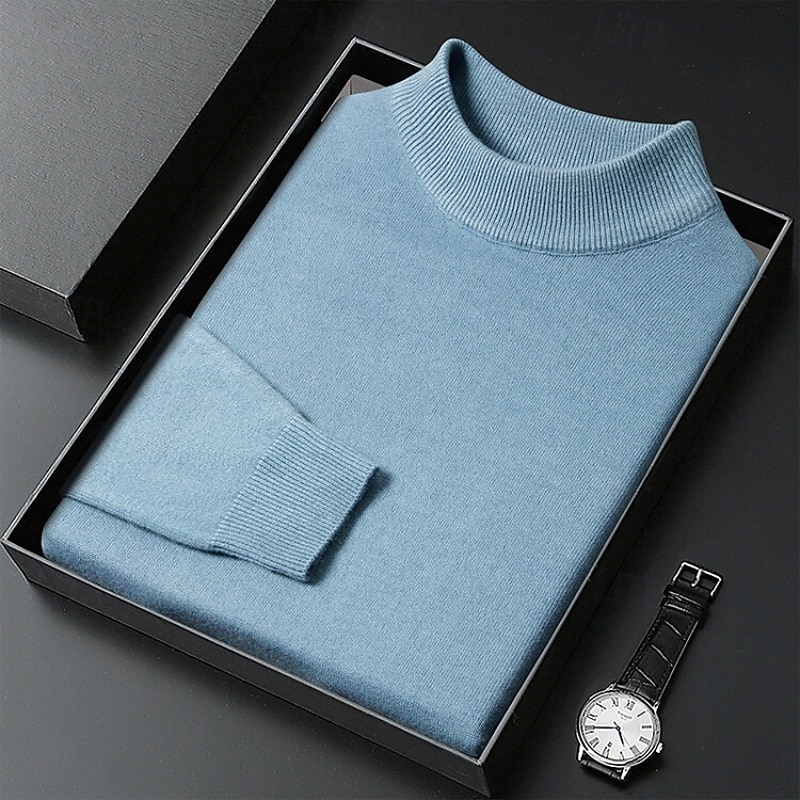 Men's Sweater Pullover Sweater Jumper Ribbed Knit Regular Tops Knitted Slim Fit Plain Turtleneck Knitwear Contemporary Casual Daily Wear Clothing Apparel Fall Camel Black M L XL 2026 - $26.99 –P9