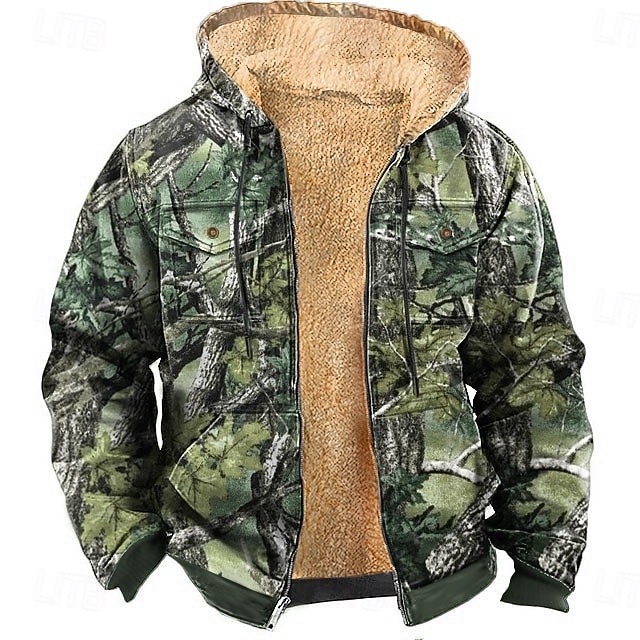 Herren Tarnung Fleece Kapuzensweatshirt Jacke Mode Cool Mit Kapuze Jagd Blau Purpur Reißverschluss Tasche Herbst Winter Designer 2025 - $42.99 –P3