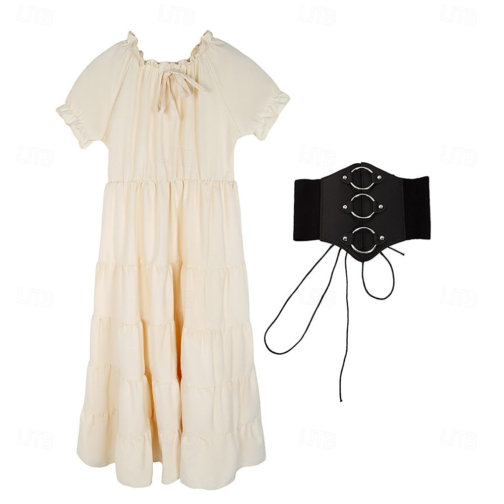 Retro Vintage Mittelalterlich Renaissance Taillengürtel Tunikakleid Pirat Wikinger Kostüm Mädchen Vikinger Seeräuber Halloween Karneval Leistung Party LARP Kinder Kleid Gürtel 2026 - $38.99 –P1