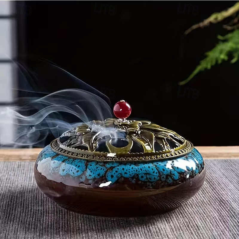 Vintage keramický kadidelnice ideální pro jógovou meditaci a dekoraci místnosti - bez vůně, vhodná pro íd al-fitr (ramadán) 2026 - $21.99 –P5