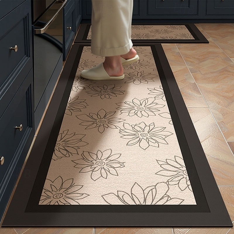 Tappeti da cucina di lusso in terra di diatomee color crema, ampia area, copertura totale, assorbente, resistente all'olio, asciugatura rapida, antiscivolo, tappeto da cucina, decorazione per la casa del 2026 a $9.49 –P4