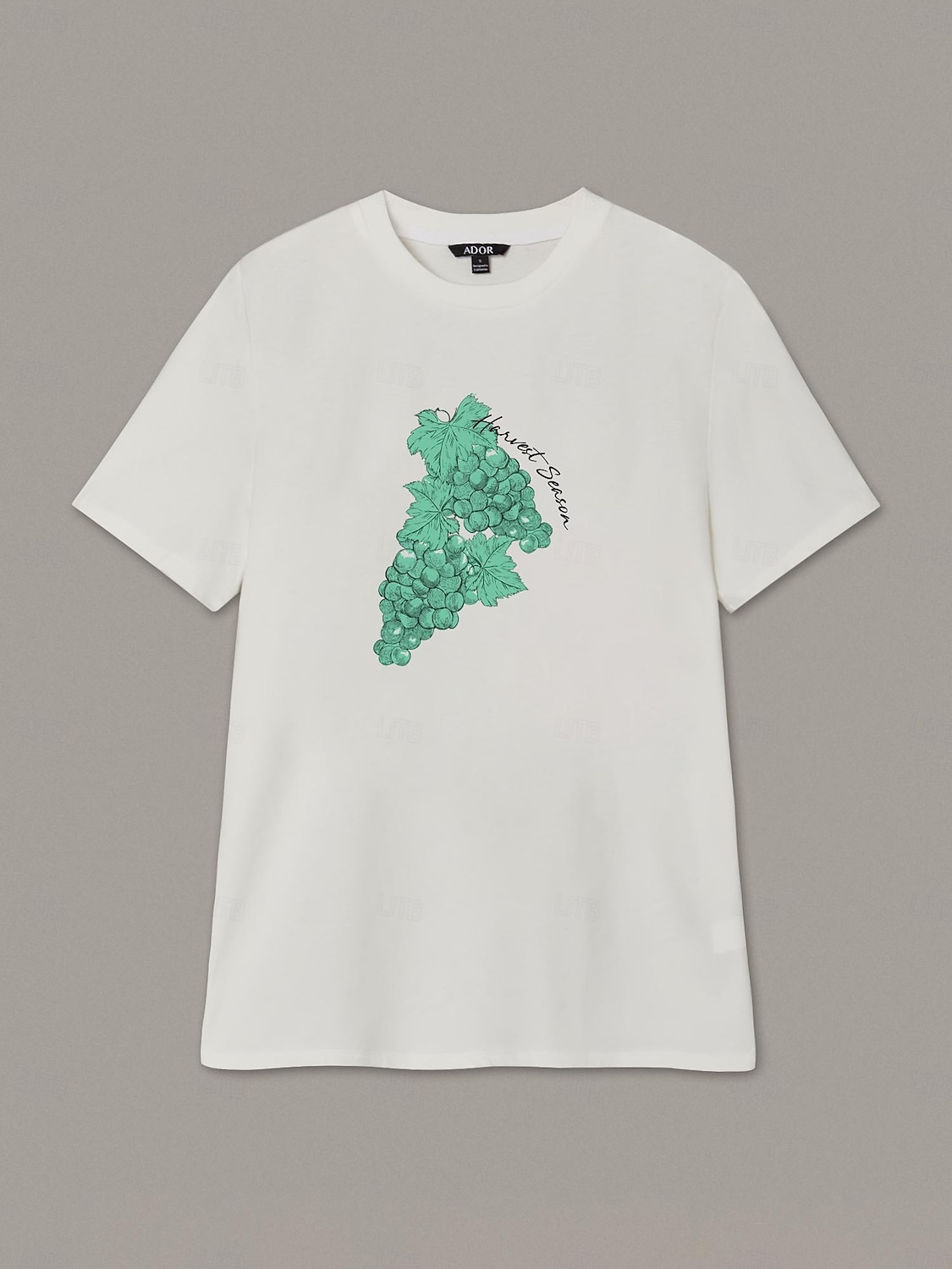 Dame T-skjorte med blomstertrykk i bomull, hvit, kortermet, avslappet topp med rund hals, til hverdagsbruk 2025 - $51.99 –P5