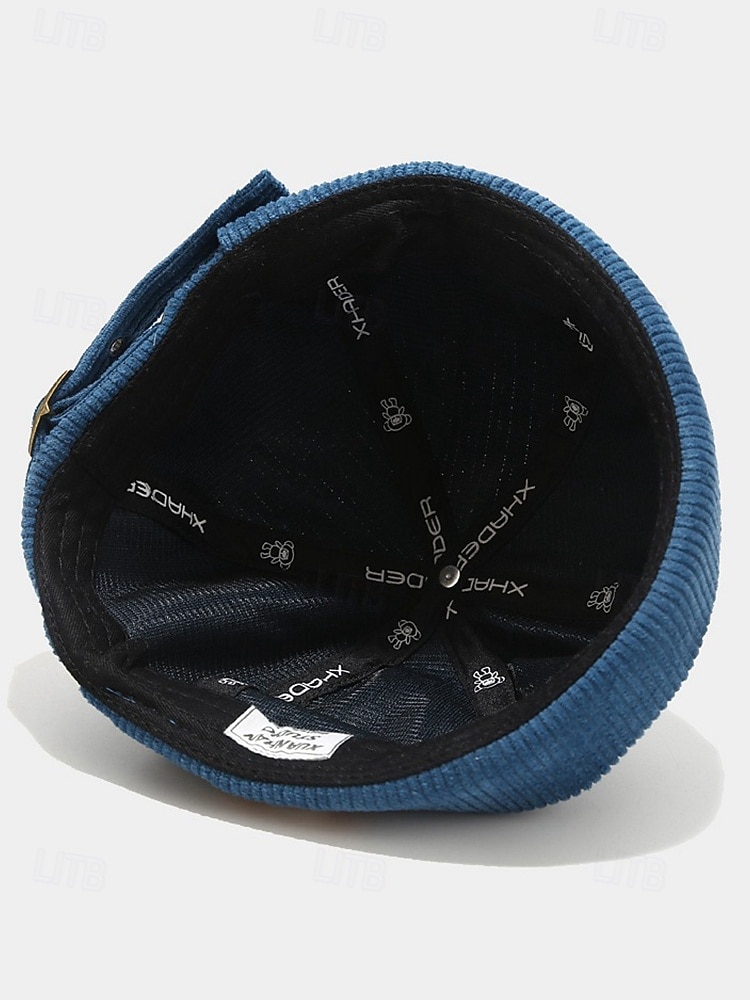 Men's Corduroy Brimless Beanie Hat, Retro Docker Cap with Adjustable Strap, Casual Streetwear Skullcap for Fall and Winter 2025 - $18.99 –P7