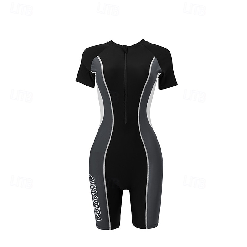 Dame Badetøy for hele kroppen Tettsittende dykkerdrakt UPF50+ Hurtigtørkende Høy Elastisitet Kortermet Badetøy Forside Glidelås Svømming Dykking Surfing Snorkling Lapper Sommer 2025 - $40.99 –P8