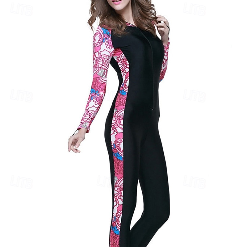 Mujer Camiseta Protección Solar Surf Traje de baño de cuerpo entero Traje de buceo Retazos Cremallera delantera Con Capucha UPF50+ Secado rápido Alta elasticidad Manga Larga Bañadores Surf Buceo 2026 - $50.99 –P5