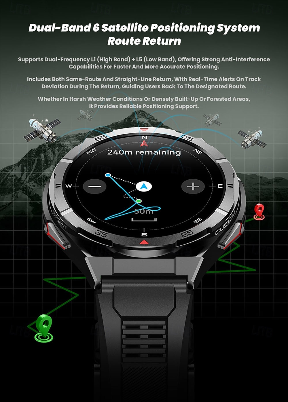 X28 Smart Watch 1.43 inch Smartwatch Fitness Running Watch Bluetooth Pedometer Call Reminder Activity Tracker Compatible with Android iOS Women Men GPS Long Standby Waterproof IP68 22mm Watch Case 2025 - $64.99 –P2