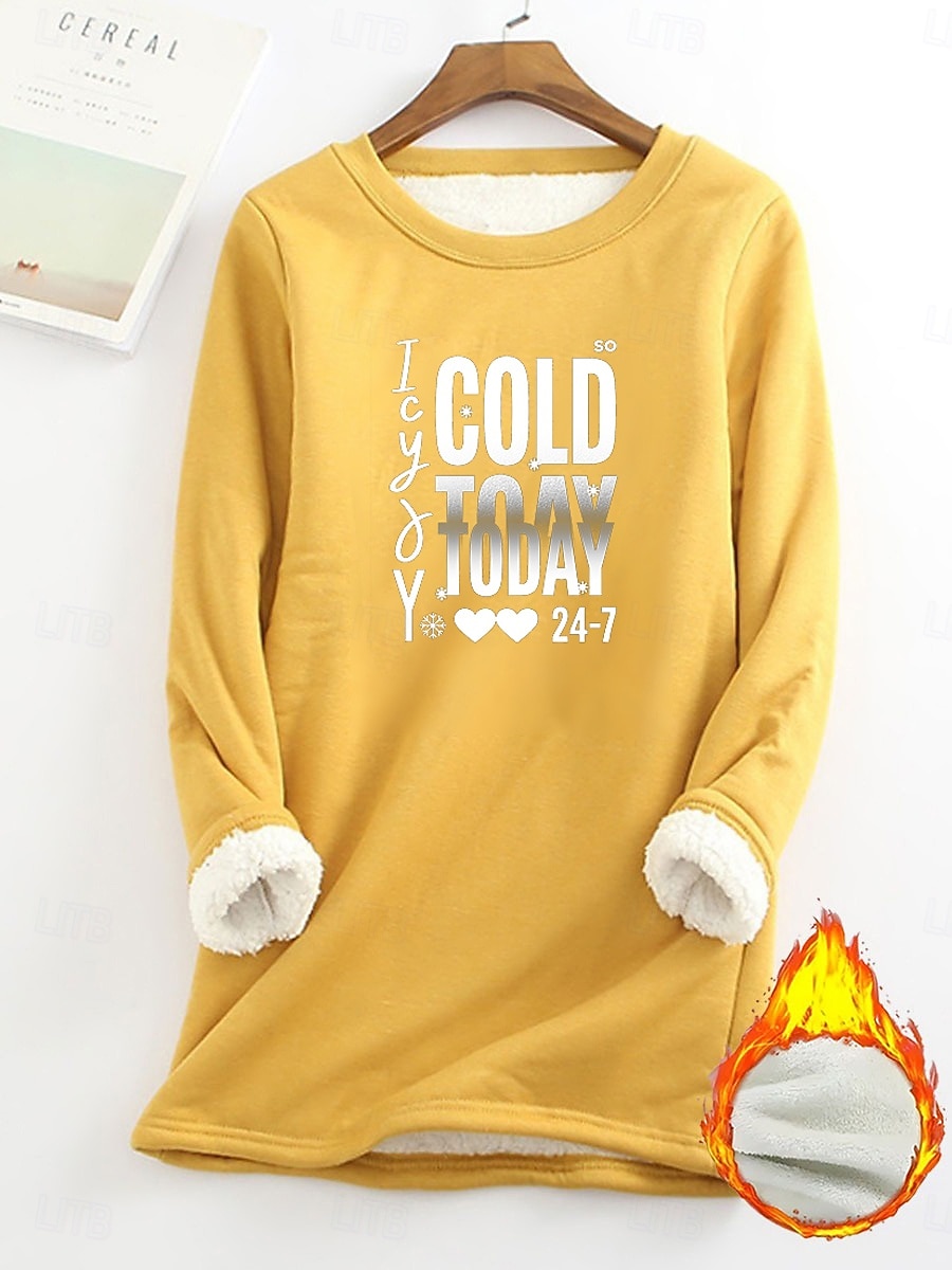 Femmes Pyjama sweat-shirt doublé polaire Sweatshirt Pull Pull Sweat-shirts Lettre Chaud Streetwear Occasionnel manche longue Col ras du cou Hauts Longs Maison Tenue Quotidienne Occasionnel Imprimé de 2025 ? $23.99 –P1