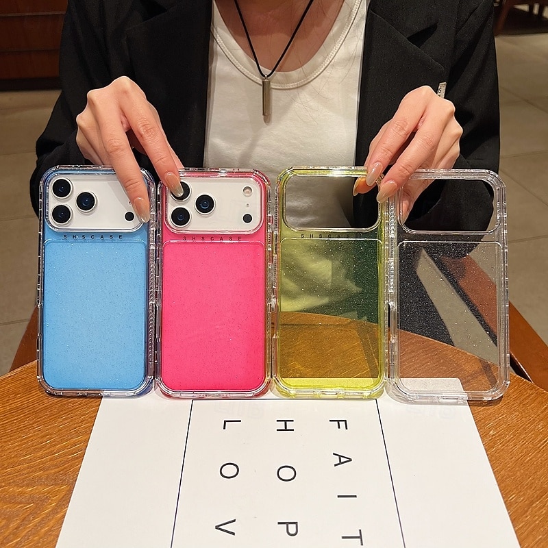2025年 電話 ケース 用途 iPhone 17 Pro Max 17 Air 16 15 14 Pro Max Plus 13 Pro Max バックカバー 黄ばんでいない ブリンブリングリッターシャイニー 耐衝撃 レトロ風 TPU アクリル  コレクション – $10.99 –P2