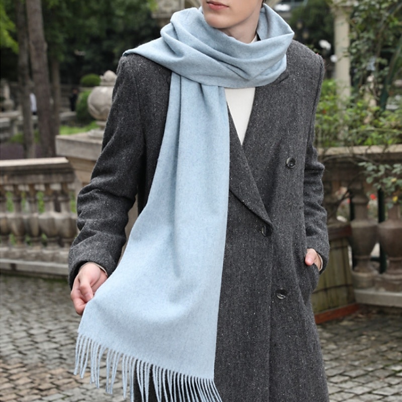 Жен. Прямоугольный платок Шарфы кольцом Повседневные выходные Синий Оранжевый ШАРФ Чистый цвет 2025 - $19.99 –P7