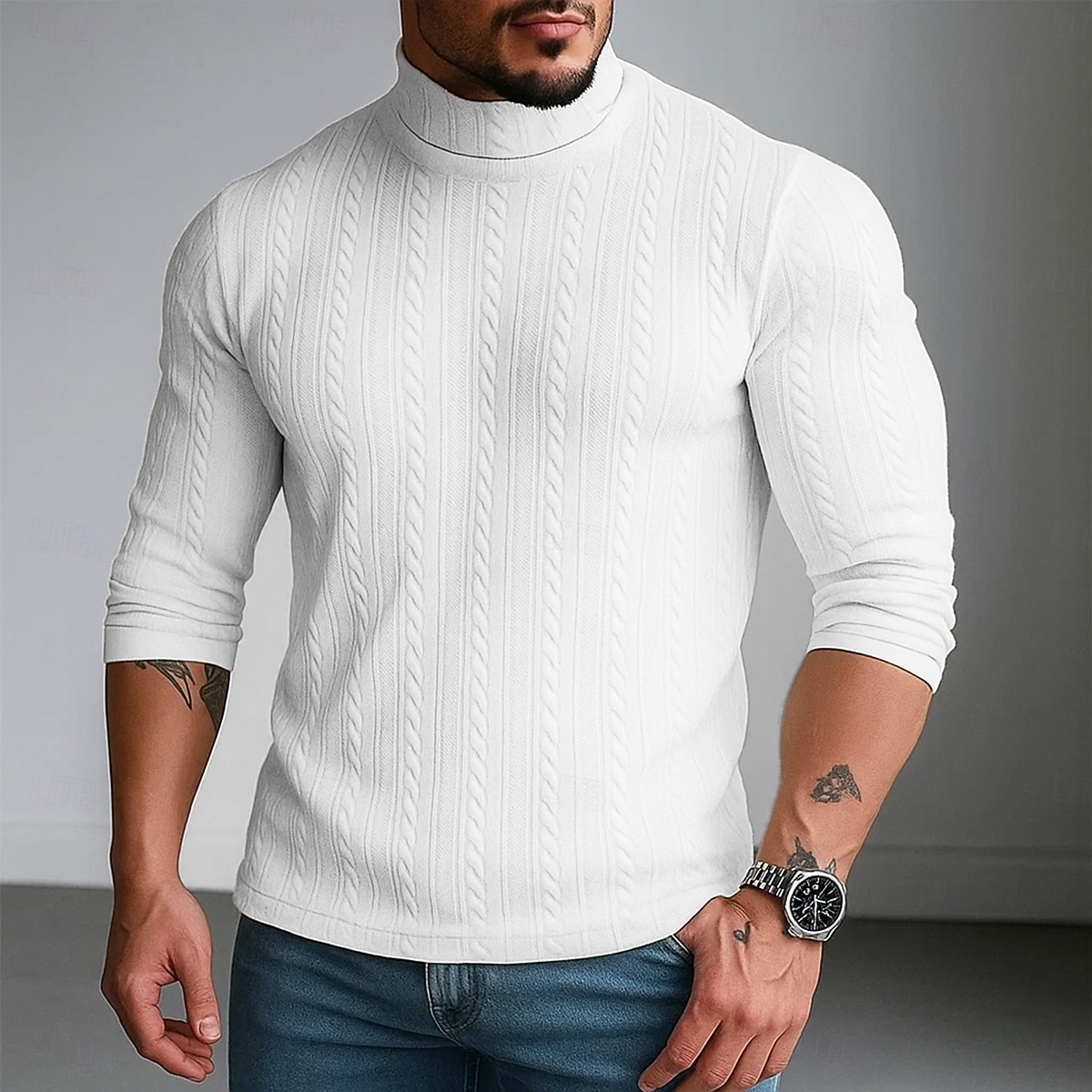 Per uomo Maglietta Maglietta a Maglia a Coste Camicia a Maniche Lunghe Finto dolcevita Manica Lunga Dolcevita Primavera Autunno Inverno Semplice Striscia di Fossa Moda Designer Essenziale Lavoro a del 2025 a $18.99 –P1