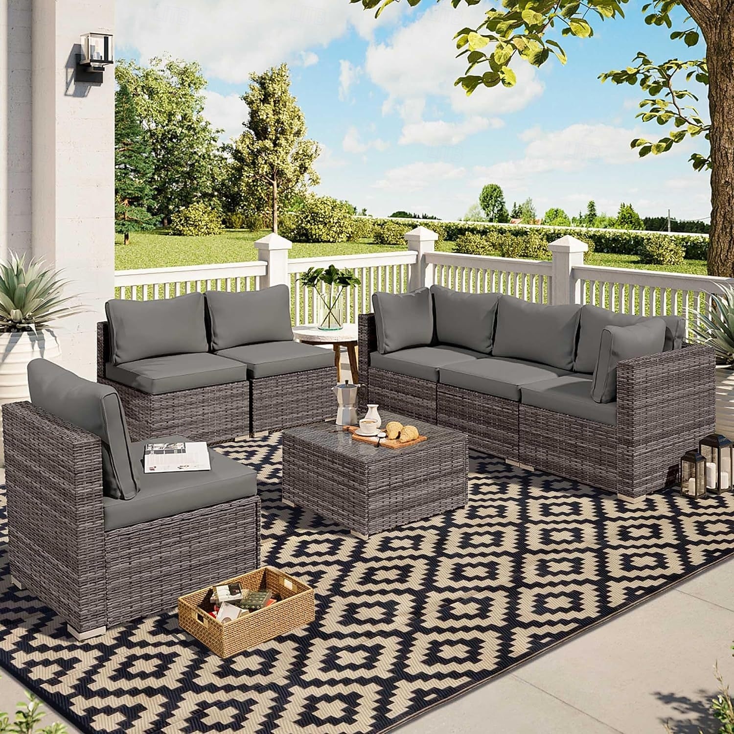 מחצלת חוץ עם דוגמא מודרנית, מחצלת פלסטיק עמידה לסיפונים, אתרי קמפינג, סיפוני בריכה &קרוואן 2026 - $48.99 –P1