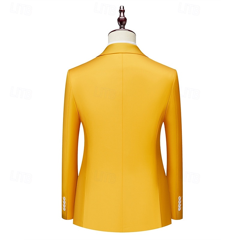 Homme Blazer Affaires Cocktail Fête de mariage Mode Occasionnel Printemps Automne Polyester Uni Avec Poches Boutons Confortable Double Boutonnage veste Noir Blanche Jaune Rose Claire de 2025 ? $71.99 –P2