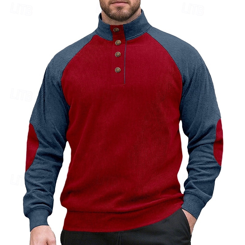 Hombre Sudadera Pana Sudadera Con Capucha Sudadera con capucha y botones Albaricoque Vino Verde Ejército Azul Marino Marrón Cuello Mao Plano Retazos Deporte Casual Diario Ropa de calle Fresco Ropa 2025 - $27.99 –P6