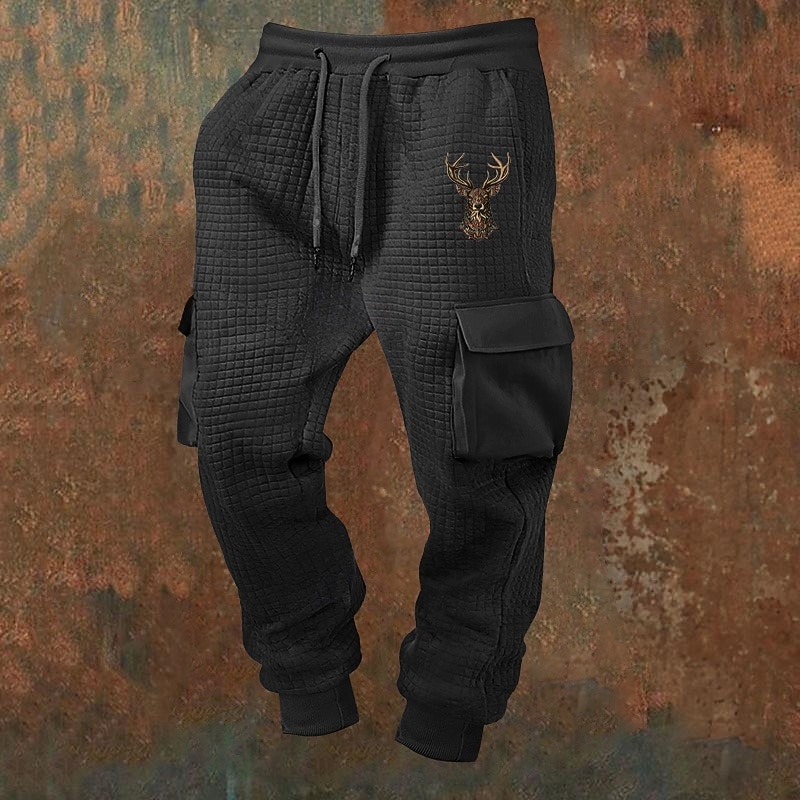 Męskie Spodnie dresowe Uprawiający jogging Spodnie Spodnie waflowe Ściągana na sznurek Kieszeń Elastyczny pas Jeleń Komfort Codzienny Sporty na świeżym powietrzu Moda Codzienny Czarny Khaki Średnio 2026 - $24.99 –P2