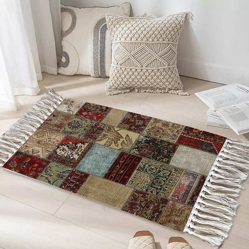 Ковры винтажные ручной работы для гостиной и спальни коврик из лоскутков для кофе-стола мягкий нескользящий машинная стирка 2026 - $26.99 –P8
