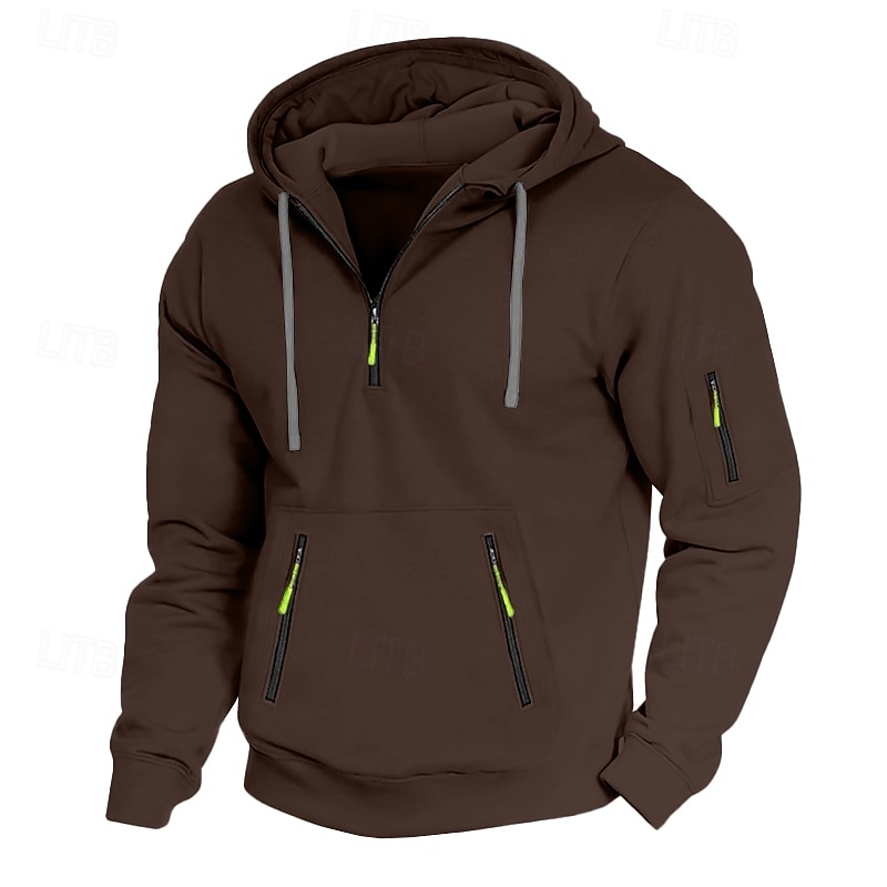 Pánské Kapuce Mikina se zipem na čtvrtletí Fleecová mikina Taktická mikina s kapucí Černá Námořnická modř Khaki Světle šedá Tmavě šedá Kapuce Bez vzoru Zip Sporty a outdoor Ležérní Denní Šik ven 2025 - $23.99 –P3