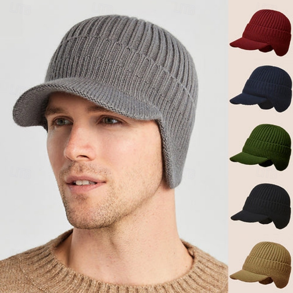 berretto lavorato a maglia con protezione per le orecchie, elastico e caldo, per equitazione all'aperto, berretto invernale da uomo con fodera in pile, cappello di lana caldo e spesso, berretto del 2026 a $11.99 –P1