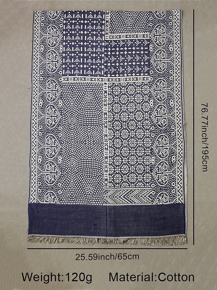 Men's Cotton Winter Scarf with Ethnic Paisley Pattern, Soft Lightweight Shawl Wrap, Christmas Gift for Him, Casual and Holiday Wear 2026 - $18.99 –P7
