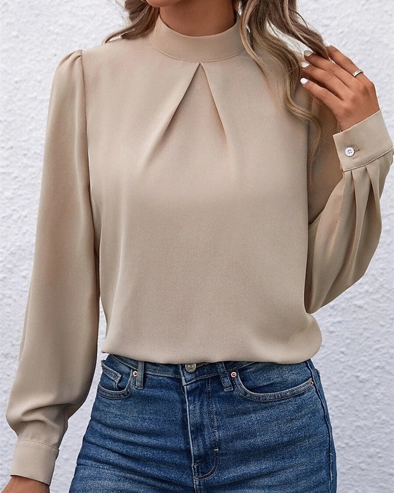 Γυναικεία Πουκάμισο Κομψή Φιλάρεσκος Σατέν Μπλούζα Συμπαγές Χρώμα Στυλάτο Καθημερινό Μακρυμάνικο Ζιβάγκο Κανονικά μπλουζάκια Καθημερινά Εξόδου Μαύρο Κίτρινο Πράσινο Ανοικτό Ρουμπίνι Βυσσινί 2026 - $27.99 –P3