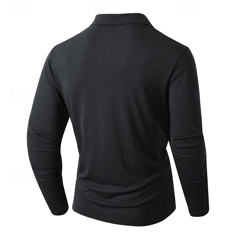 Herren Golfshirt Golf Poloshirts Arbeit Lässig Revers Langarm Basic Modern Einfach Tasche Knöpfe Frühling Herbst Normale Passform Schwarz Weiß Marineblau Dunkelgrün Khaki Armeegrün Golfshirt 2025 - $22.99 –P15